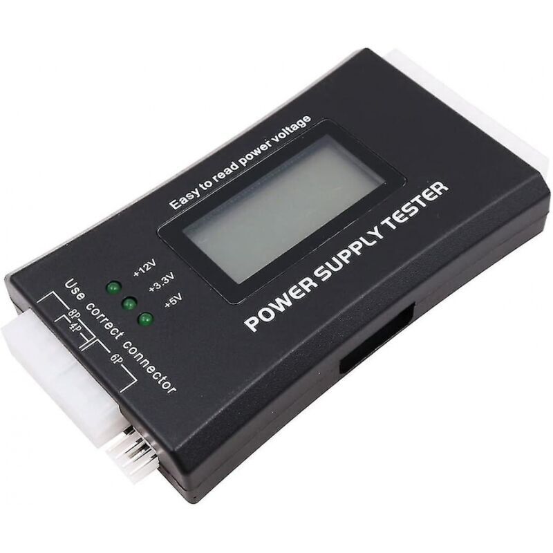 BEBUSINGOTO Netzteil-Tester für PCs mit LCD-Bildschirm, 20/24-polig, Netzteil für SATA- und IDE-Festplattenanschlüsse, ATX, ITX, BYI
