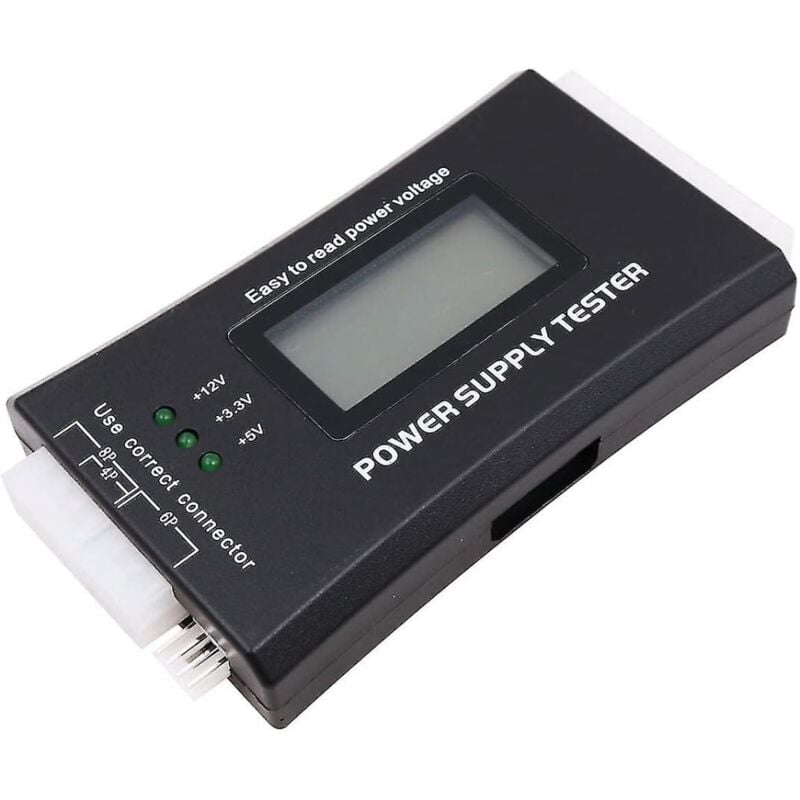 BEBUSINGOTO Netzteil-Tester für PCs mit LCD-Bildschirm, 20/24-polig, Netzteil für SATA- und IDE-Festplattenanschlüsse, ATX, ITX, BYI