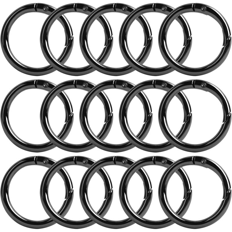 BEBUSINGOTO Set mit 15 runden Karabinerhaken, 33 mm, Zinklegierung, Federösen, robuste Haken für Rucksäcke, Schlüsselanhänger, Schmuck, DIY und
