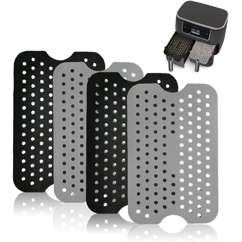 BEBUSINGOTO Stück Air Fryer Liner Antihaft-Air Fryer Liners Air Fryer Pads Silikon Air Fryer Matte für Ofen, Air Fryer (Grau, Schwarz)
