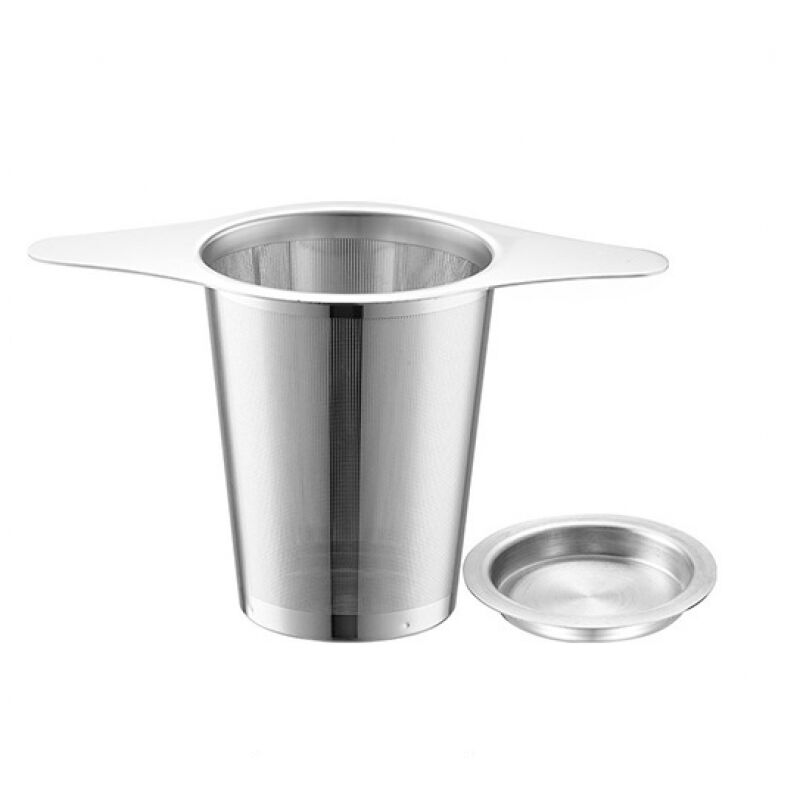 BEBUSINGOTO Teefilter mit Griffen und Deckel, Tee-Ei, Teefilter für Tassen, Teesieb, Tee-Ei, Teetassen-Ei, für Becher/Tassen/Teekannen/Gläser