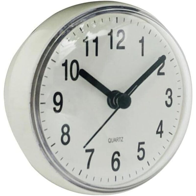 BEBUSINGOTO Wasserdichte Mini-Wanduhr mit Saugnapf für das Badezimmer, 70 mm, Wanduhr, geeignet für Küche, Toilette, kleine Tischuhren
