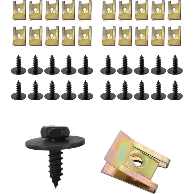 Befestigungsclips für Autos, Befestigungsclips, Autoteile, Autoclips, Schrauben- und Mutternclip-Set, U-Clips Befestigungs- und Schraubenset für