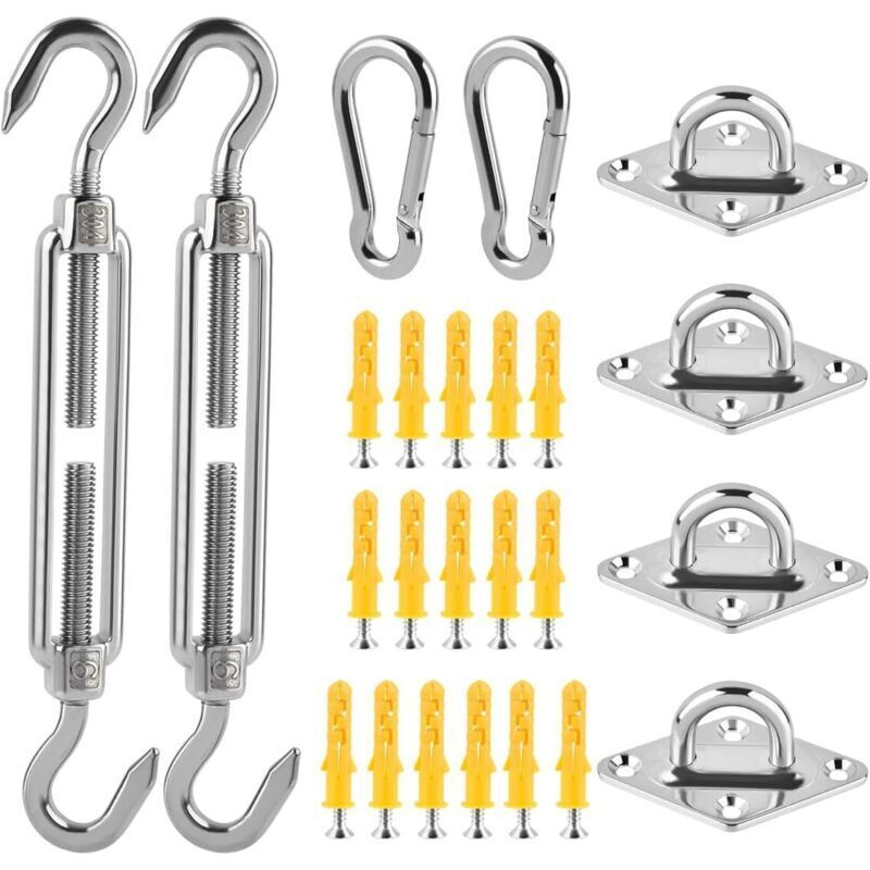 Befestigungsset für Sonnensegel, Befestigungsmaterial für Sonnensegel, Montage-Set aus Edelstahl für Sonnensegel