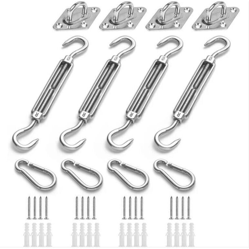 Befestigungsset für Sonnensegel, Edelstahl-Befestigungsset für dreieckige, quadratische und rechteckige Sonnensegel, Befestigungszubehör M5