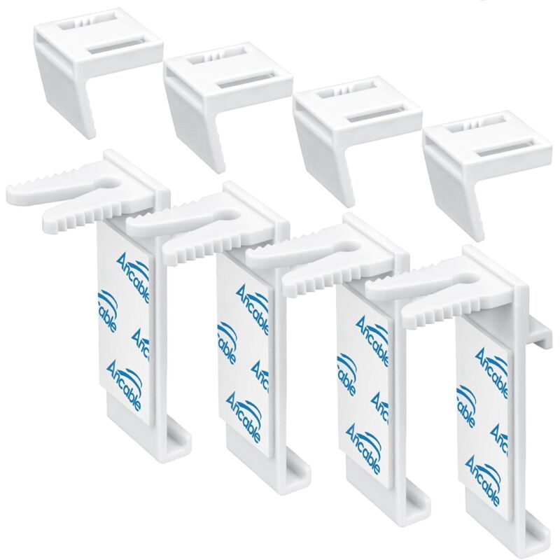 Befestigungswinkel für Rollos, Doppelrollos, bohrfreie Montage, 4-teiliges Set, geeignet zur Befestigung an PVC- und Holzfenstern und -türen.