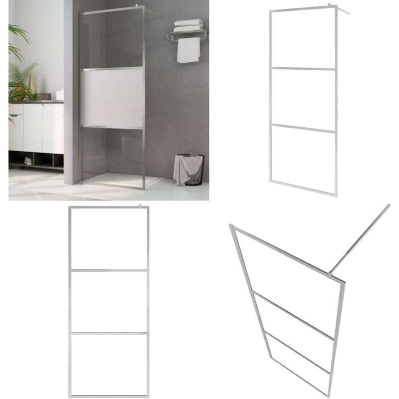 Begehbare Duschwand mit Halbmattiertem ESG-Glas 100x195cm - Dusche - Duschwand - Gehbaare Dusche - Sicherheitsglas - Aluminium - Home & Living