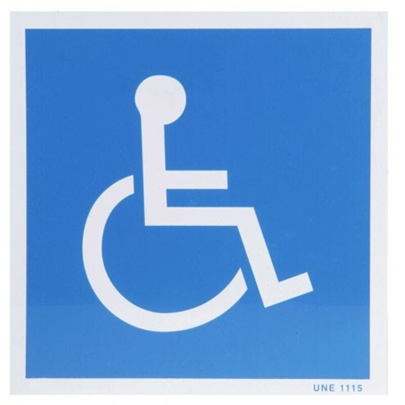 Behindertenposter Blau Weiß 21x21 cm.