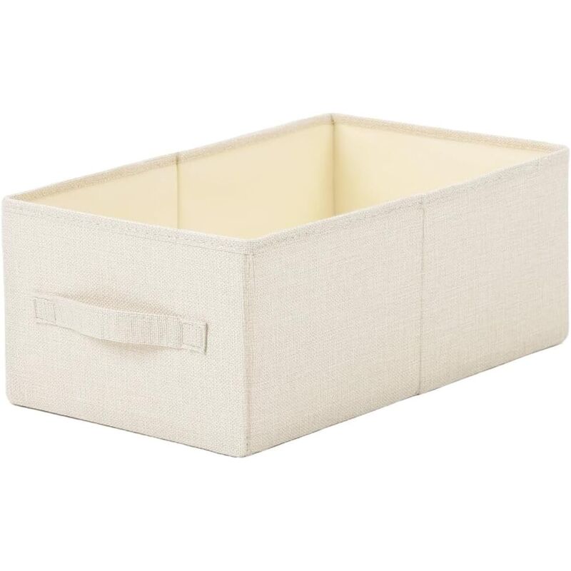 Beigefarbene, faltbare Aufbewahrungsbox aus Baumwollleinen, 47 cm × 27 cm × 20 cm, waschbare Aufbewahrungsbox mit Griff zur Aufbewahrung von