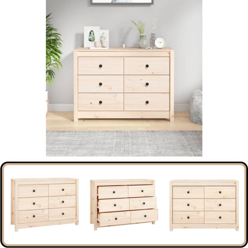 Beistellschrank 100x40x72 cm Massivholz Kiefer - Holz Sideboard - Holzkasten - Wohnzimmertisch - Regal - Sideboard Massiv