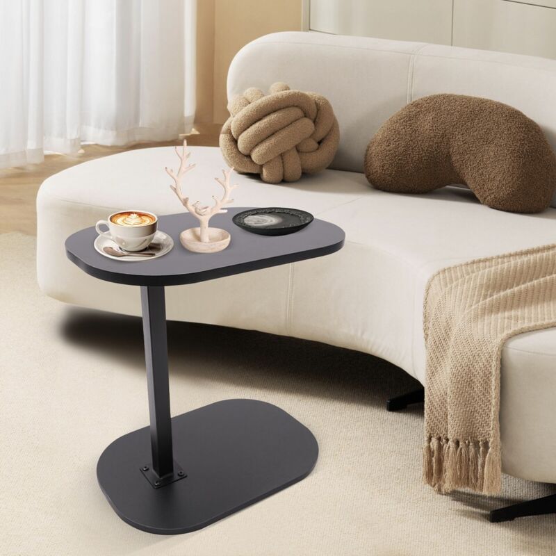 Beistelltisch in C-Form, höhenverstellbarer Couchtisch, Wohnzimmertisch, Couchtisch in C-Form, mit Metallgestell.