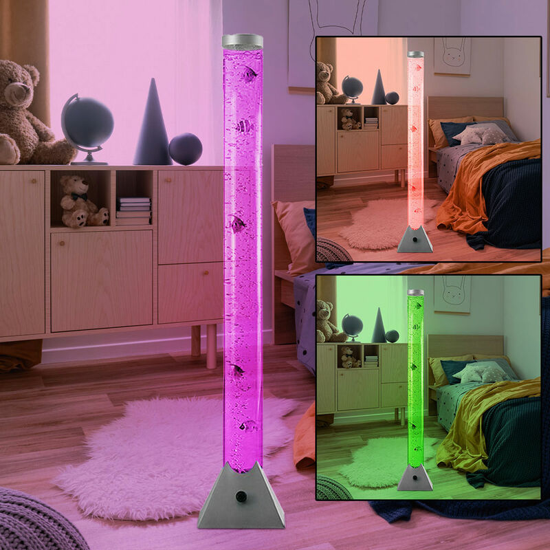 Led rgb Wasser Säule Stand Leuchte Deko 10 Fische Steh Lampe Kabel Schalter Farbwechsel