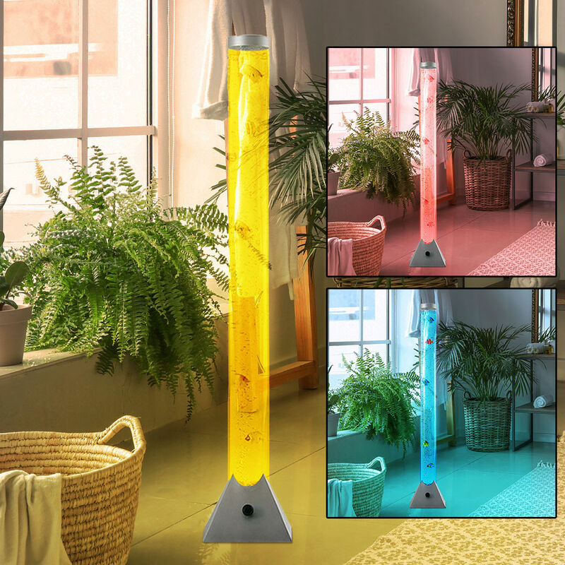 LED RGB Wasser Säule klar Deko Fische Steh Lampe Kabel Schalter Farbwechsel