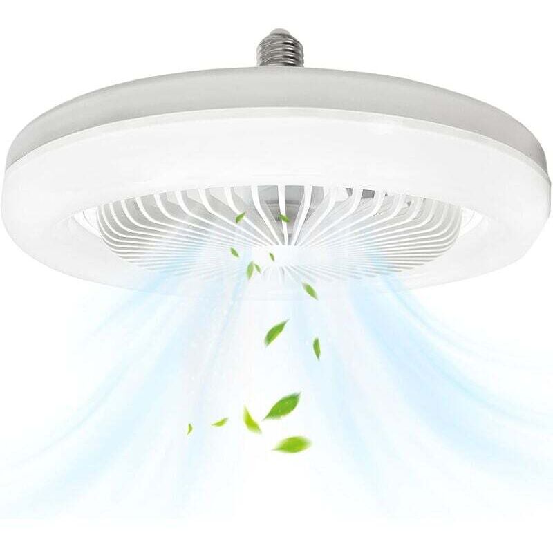 Beleuchteter Deckenventilator, 10 Zoll E27, geschlossener, geräuscharmer Deckenventilator, 30 W, tragbarer Wandventilator mit Stecker für Schlaf- und