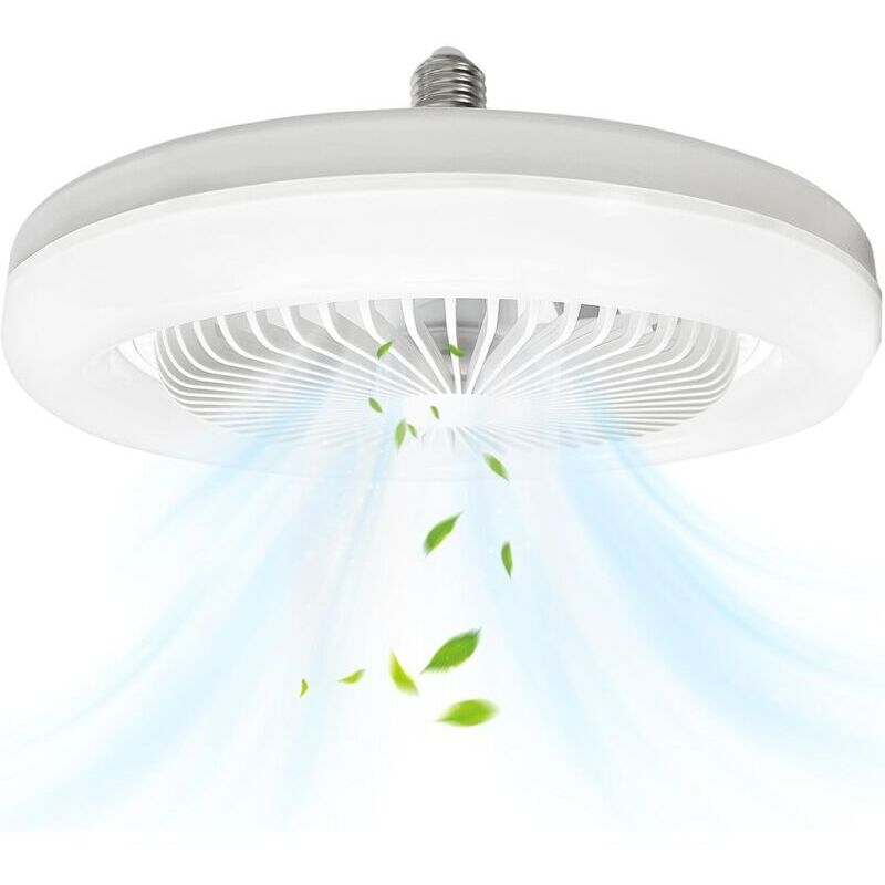 Beleuchteter Deckenventilator, 10 Zoll E27, geschlossener, geräuscharmer Deckenventilator, 30 W, tragbarer Wandventilator mit Stecker für Schlaf- und