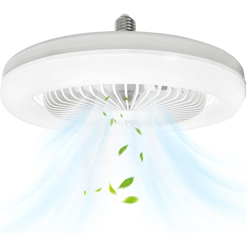Beleuchteter Deckenventilator, 10 Zoll E27 leiser geschlossener Deckenventilator, 30 w, tragbarer Plug-in-Wandventilator für Schlafzimmer und