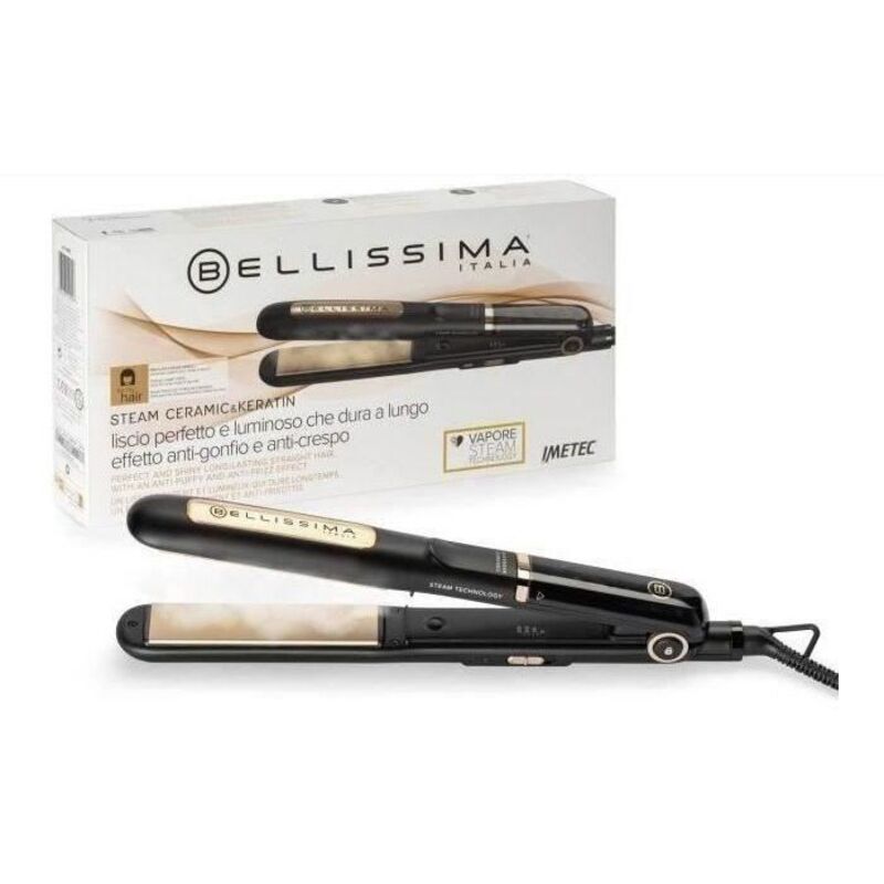Bellissima Steam Ceramic & Keratin Glätteisen Dampf Schwarz, Gold 1,8 m