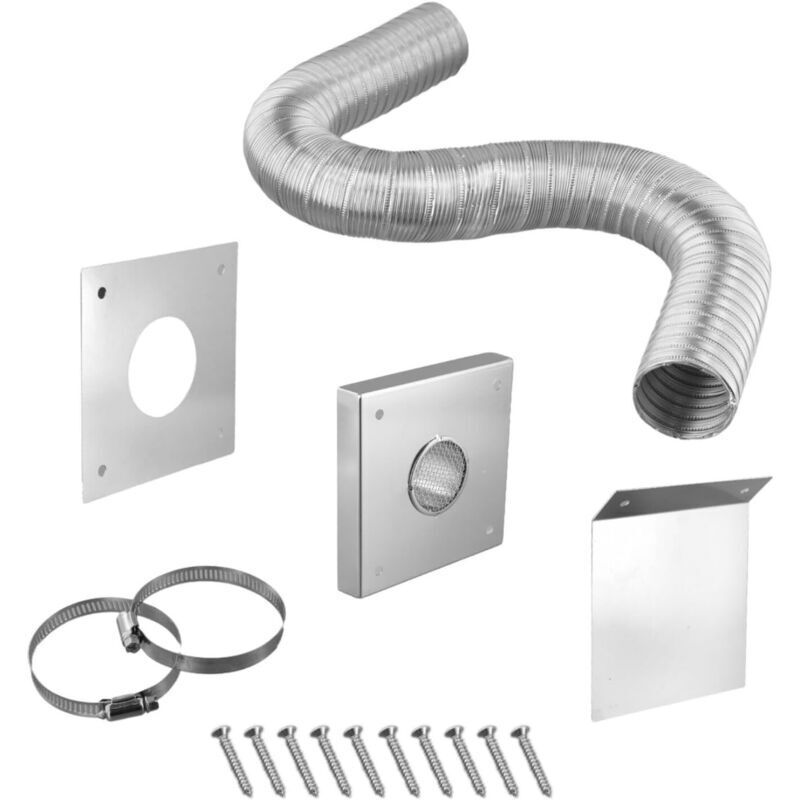 Belüftungsset für Pelletöfen (2 Zoll), Frischluftzufuhrsystem für Holzöfen, Paneele aus Edelstahl 304, flexibler Aluminiumschlauch, 60 Zoll (ca. 152