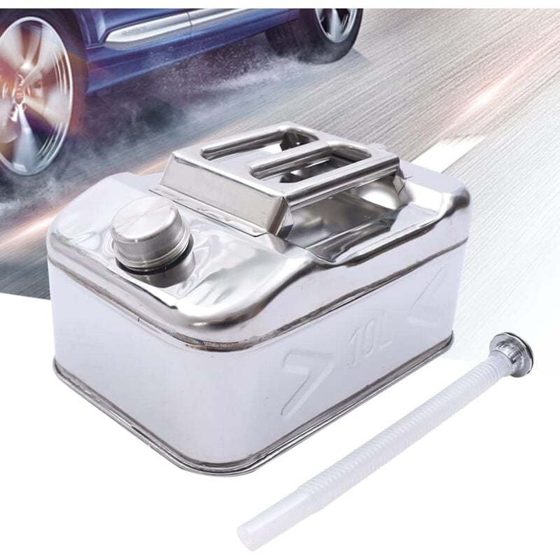 Benzinkanister Metallkanister, Kraftstoff Kanister Diesel Kanister Kraftstoffkanister Metall, Reservekanister aus Edelstahl mit Rohr für Diesel,