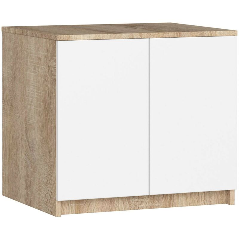 Schrankaufsatz für Kleiderschrank AKORD S60 Sonoma-Eiche 60 cm 2 Türen 2 Ebenen Front Weiß B60 x H55 x T51 cm