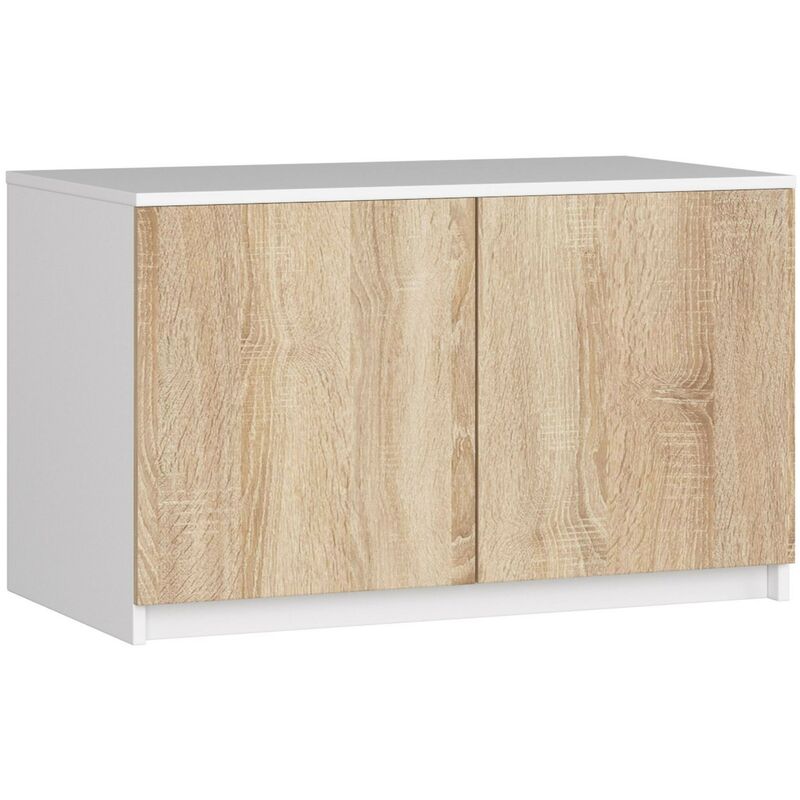 Schrankaufsatz für Kleiderschrank Akord S90 Weiß 90 cm 2 Türen 2 Ebenen Front Sonoma-Eiche B90 x H55 x T51 cm