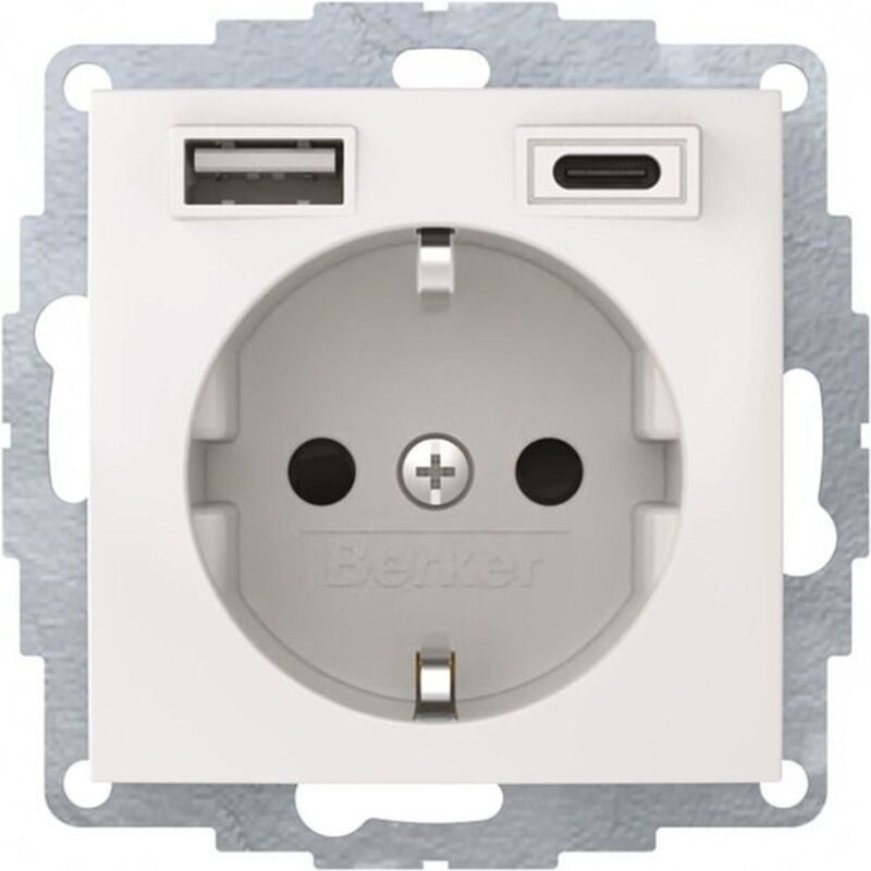 Berker - 48048989 Steckdose schuko/usb a-c S.1, polarweiß glänzend