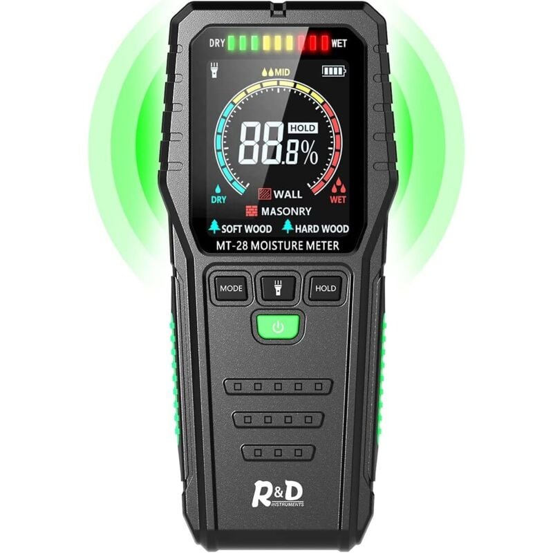Berührungsloses digitales Feuchtigkeitsmessgerät, nicht-invasiver Holzfeuchtigkeitstester, Wasserleckdetektor für Wände, Holz, Gebäude, Brennholz,