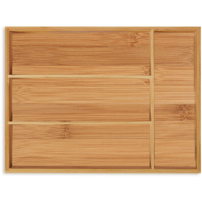 Besteckkasten, 4 Fächer, Bambus, Schubladenkasten klein, Besteck & Küchenutensilien, hbt 5x26x35,5 cm, natur - Relaxdays