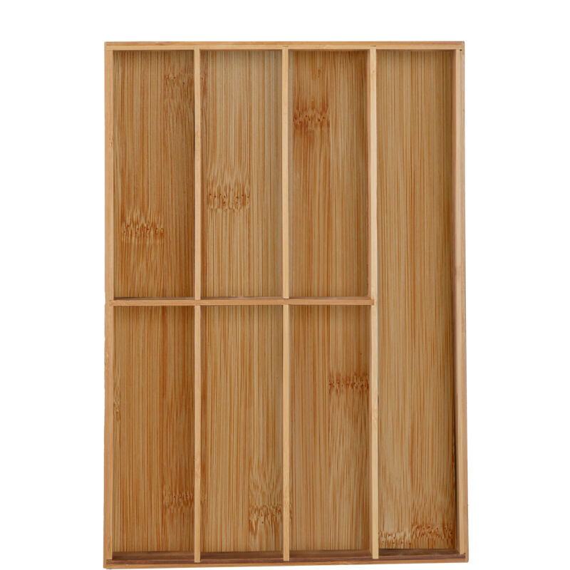 Relaxdays - Besteckkasten, 7 Fächer, Bambus, Schubladenkasten für Besteck & Küchenutensilien, hbt: 4,5x30,5x44,5 cm, natur