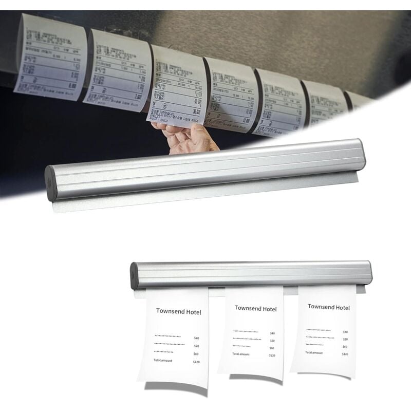 Bestellhalter, Gutscheinkarten – Aluminium-Ticketschiene zur Wandmontage für Kassenbons, Barscheine, Klemmetiketten, zum Aufbewahren von