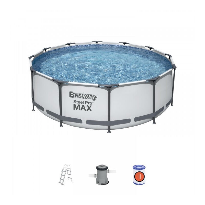Bestway 56418 Frame Pool Steel Pro Set 366x100 cm mit Filterpumpe 2.006l/h