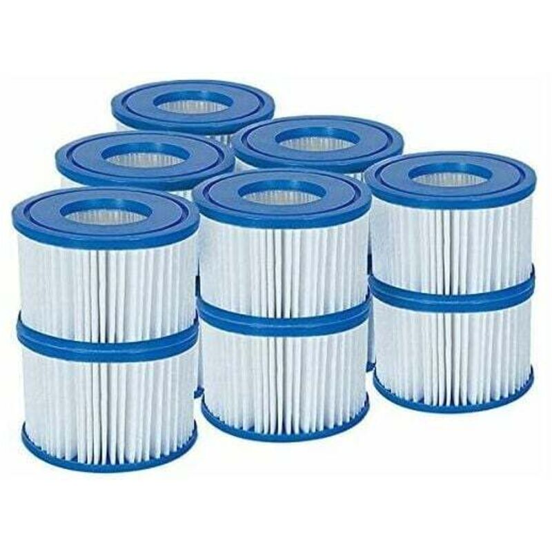 Bestway 58323 Lay-Z-Spa Standardgröße VI Filterkartuschen – 6 x 2er-Pack (12 Filter) Weiß & Blau