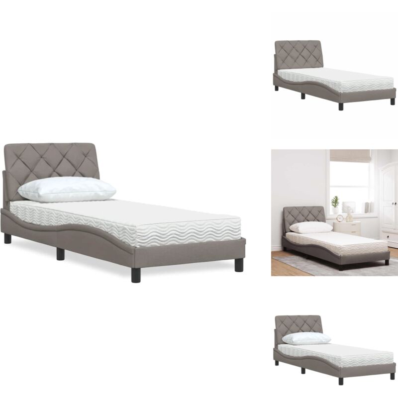 Bett mit Matratze Taupe 90x190 cm Stoff - Bett - Betten - Schlafzimmermöbel - Bettgestell