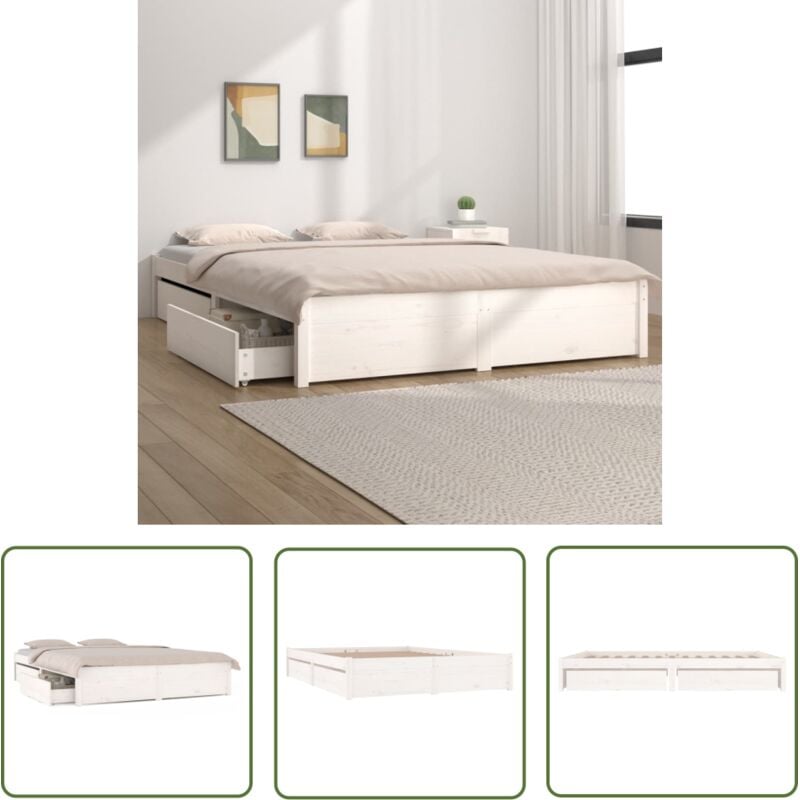 Maison Chic - Bett mit Schubladen Doppelbett Bett für Schlafzimmer Weiß 120x200 cm DE19565