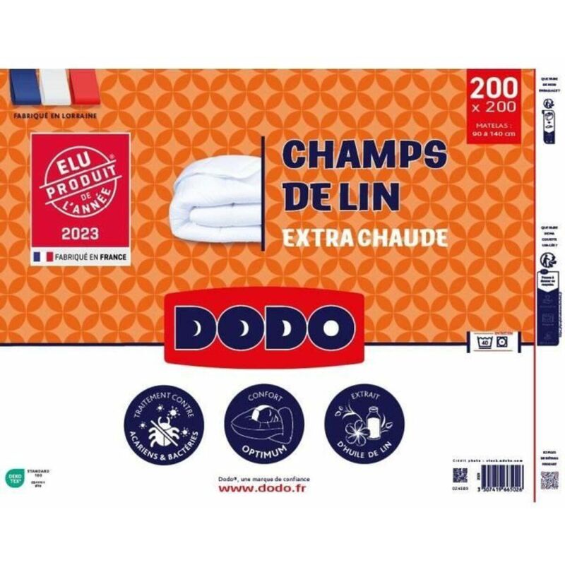 Bettdecke 200x200 cm DODO CHAMPS DE LIN - Warm - 450G/m² - Bettdecke für 1-2 Personen - Weich und warm - Milbenabweisend und antibakteriell