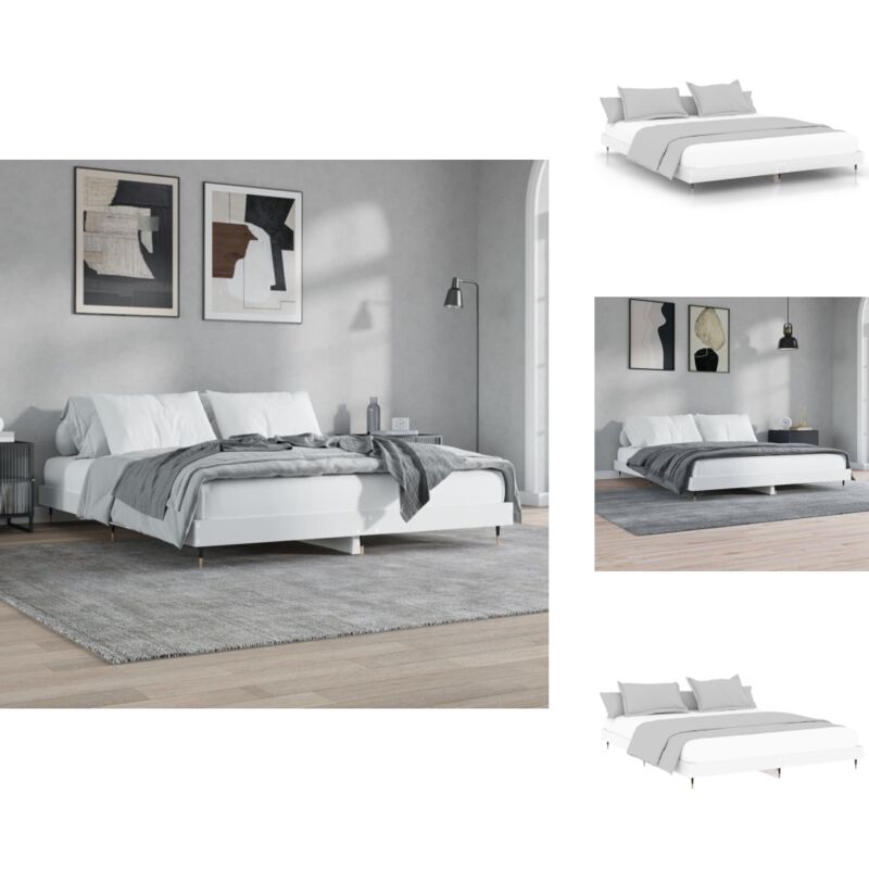 Bettgestell Weiß 120x200 cm Holzwerkstoff - Holzbettfassungen - Doppelbett Gestell - Weißes Bett - Lattenrost Bett - Bettgestell 120x200