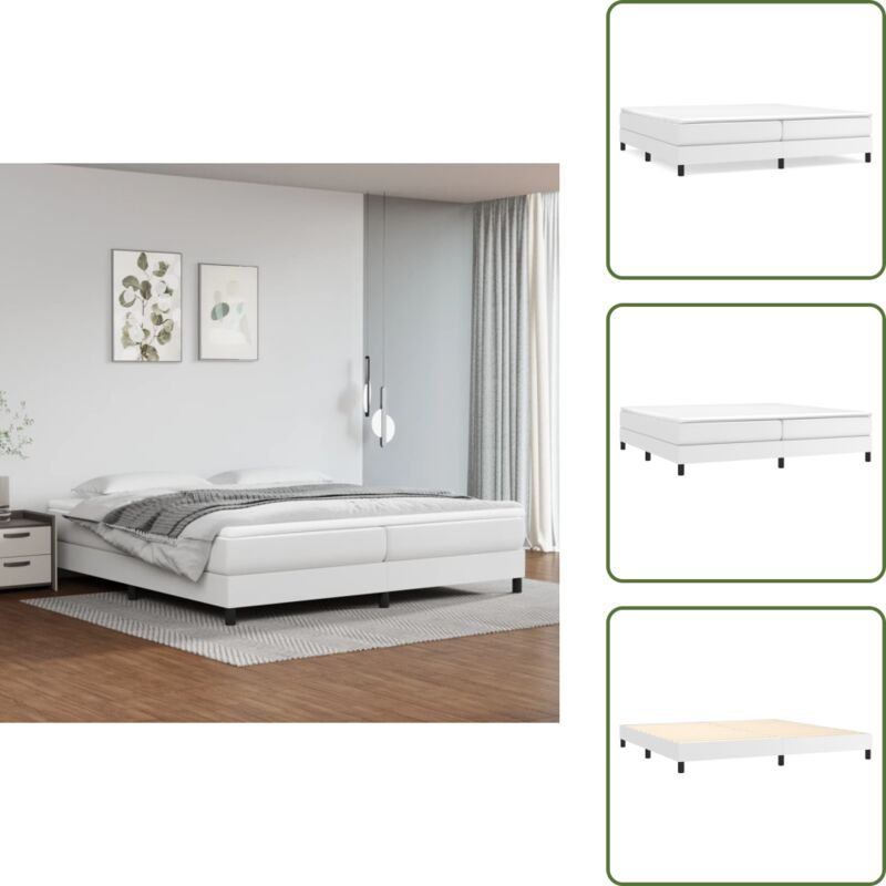 Bettgestell Weiß 200x200 cm Kunstleder - Bettes Gestell - Schlafzimmer Möbel - Doppelbett - Kunstleder Bett - Weißes Bett