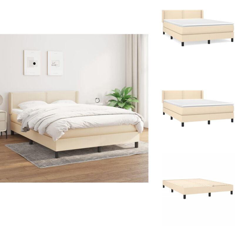 Boxspringbett mit Matratze Creme 140x190 cm Stoff - Boxspringbett - Betten - Schlafräume - Cremefarbenes Bett - Doppelbett
