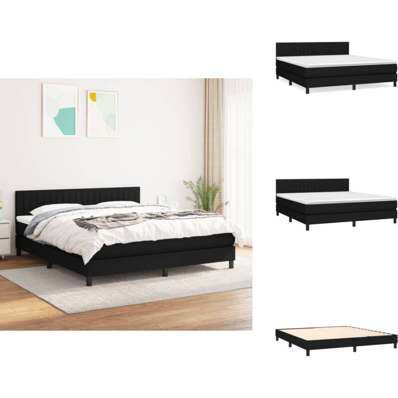 Boxspringbett mit Matratze Schwarz 160x200 cm Stoff - Boxspringbett - Doppelbett - Schlafsystem - Bettrahmen - Matratze