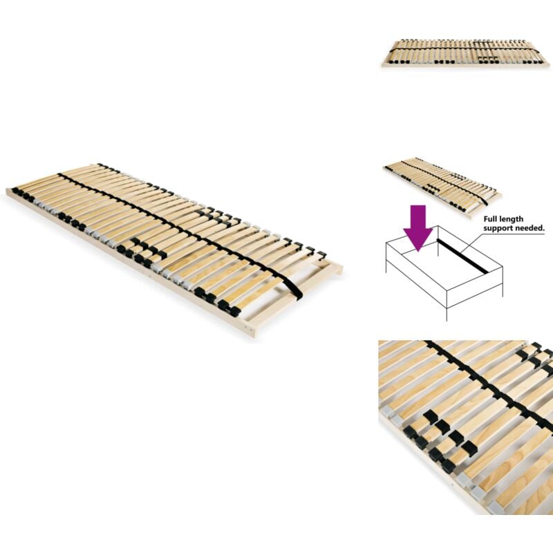 Lattenrost mit 28 Latten 7 Zonen 90x200 cm - Lattenrost - Holzrahmen - Buche - Birke - Lattenrost 90x200