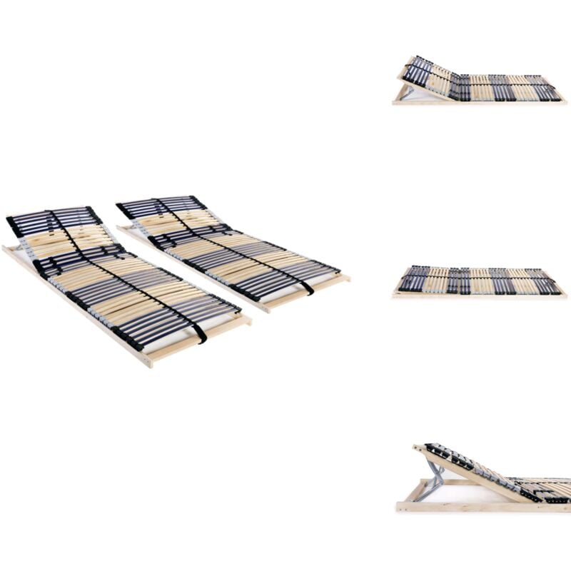 Lattenroste 2 Stk. mit 42 Latten 7 Zonen 80x200 cm - Lattenrost - Holzrahmen - Birkenholz - Buchenholz - Lattenrost 80x200