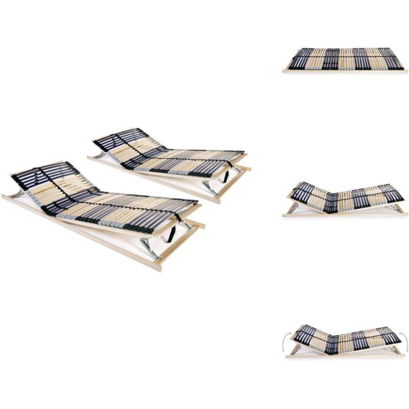 Lattenroste 2 Stk. mit 42 Latten 7 Zonen 90x200 cm - Lattenrost - Holzrahmen - Birkenholz - Buchenholz - Lattenrost 90x200