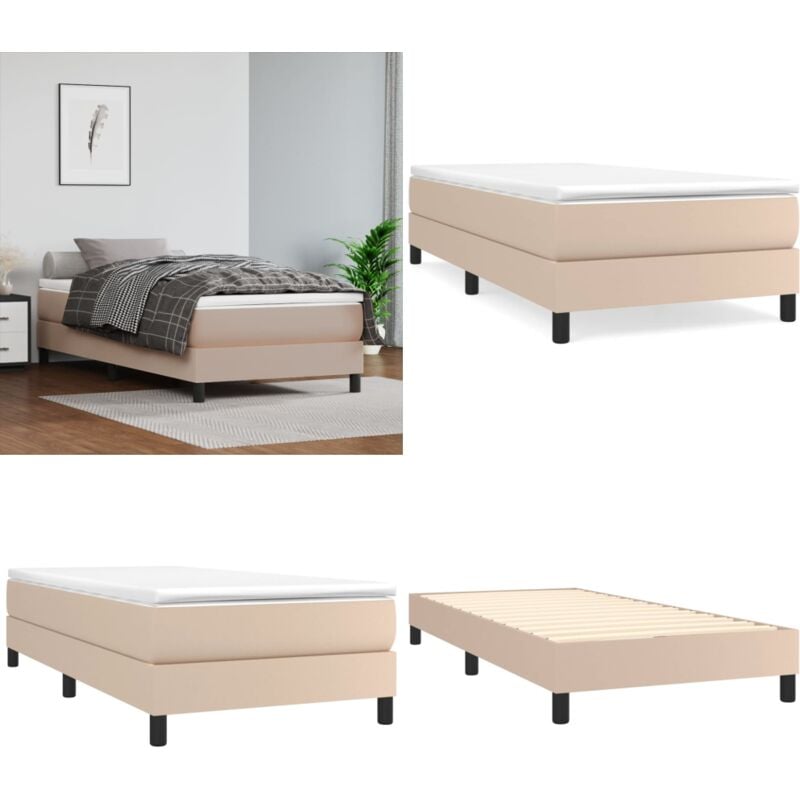 Bettgestell Cappuccino-Braun 80x200 cm Kunstleder - Bettes Gestell - Schlafzimmer Möbel - Doppelbett - Kunstleder Bett - Braun Bett - Home & Living