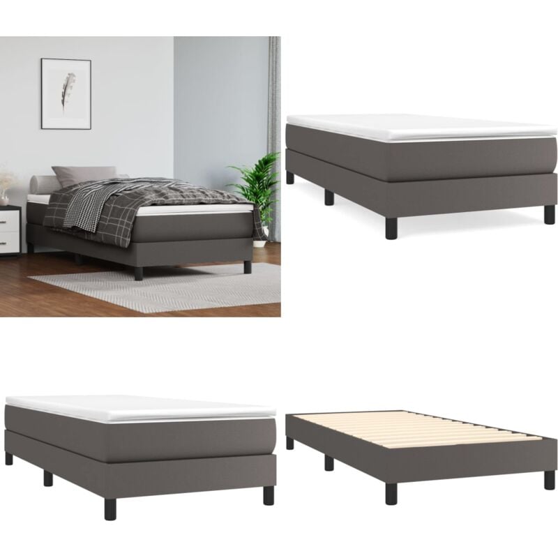 Vidaxl - Bettgestell Grau 90x190 cm Kunstleder - Bettes Gestell - Schlafzimmer Möbel - Kunstleder Bett - Doppelbett - Boxspring Bettwäsche - Home &