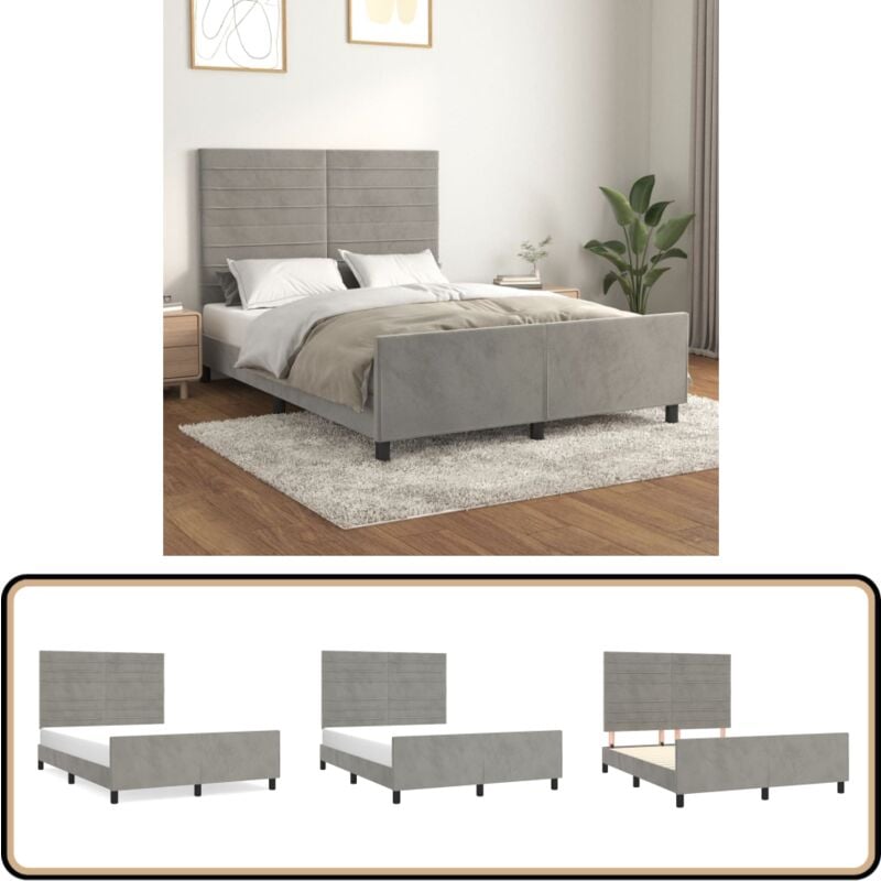 Bettgestell ohne Matratze Hellgrau 140x200 cm Samt - Samtbettwäsche - Bettestel - Doppelbett - Boxspringbett - Hochbett