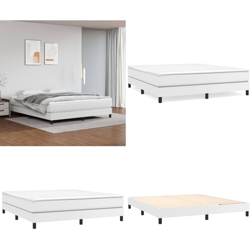 Bettgestell Weiß 180x200 cm Kunstleder - Betten Gestell - Doppelbett - Schlafzimmer Möbel - Weißes Bett - Kunstleder Bett - Home & Living