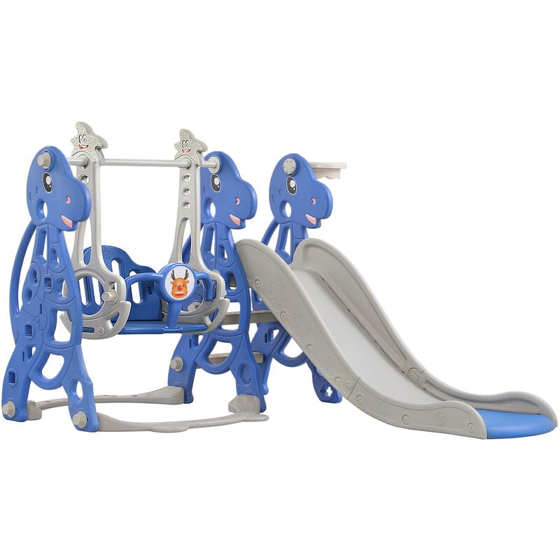 Rutschen Kleinkinderrutsche 4 in 1 Spielplatz Slide mit Basketballkorb und Schaukel Mini Rutsche Gartenrutsche Rutschbahn (Typ B) HENGMEI