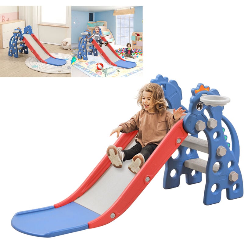 Rutschen Kleinkinderrutsche 3 in 1 Spielplatz Slide mit Basketballkorb Mini Rutsche Gartenrutsche Rutschbahn (Typ a) Hengmei