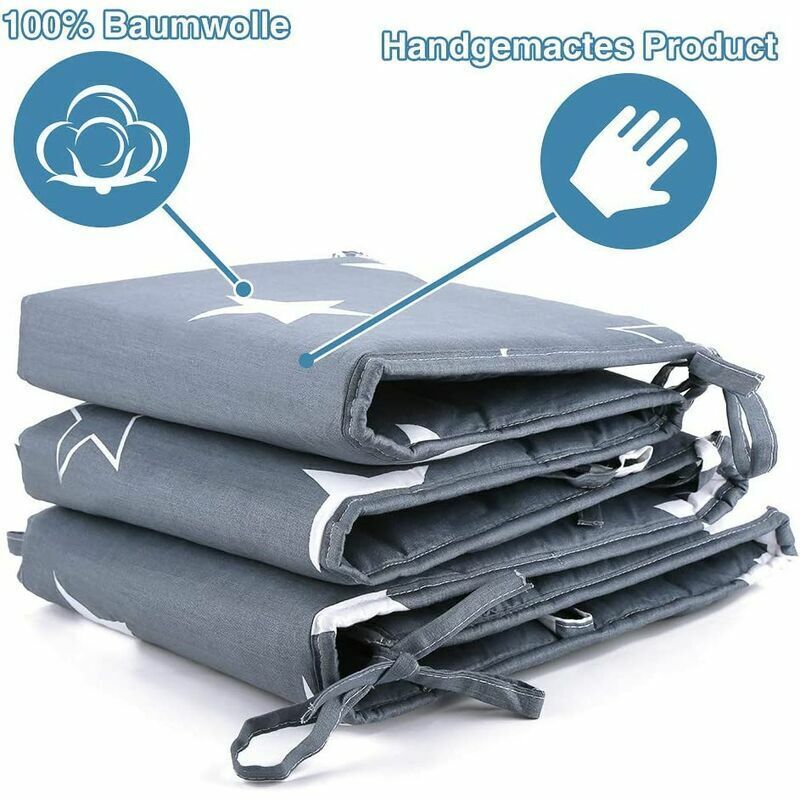 Bettumrandung mit mehrfarbigem Krabbelkopfschutz Nestchenbettwäscheschutz für Babybett Bär auf Leiter 180x28 cm