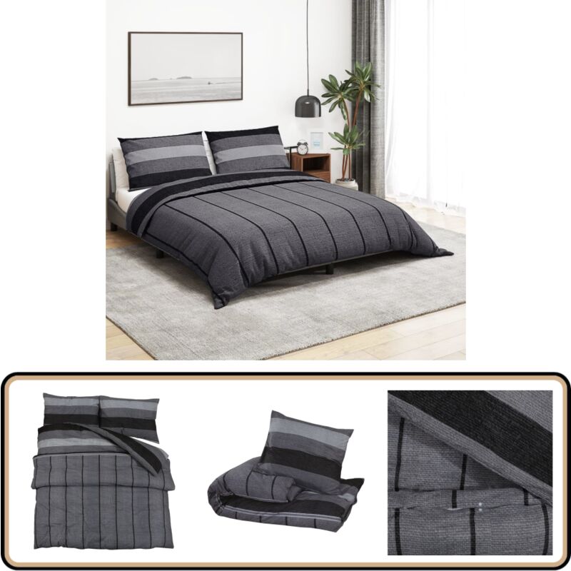 Bettwäsche-Set Dunkelgrau 140x200 cm Baumwolle - Bettenwäsche - Baumwollbettwäsche - Dunkelgraue Bettwäsche - Doppelbett Bettwäsche - Bettwäsche Set